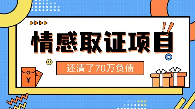 项目拆解：我靠情感取证项目还清了70万负债【图文】_知客圈