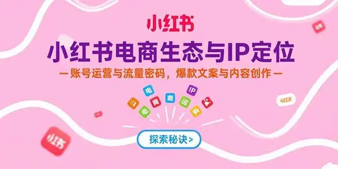 小红书电商生态与IP定位，账号运营与流量密码，爆款文案与内容创作_知客圈