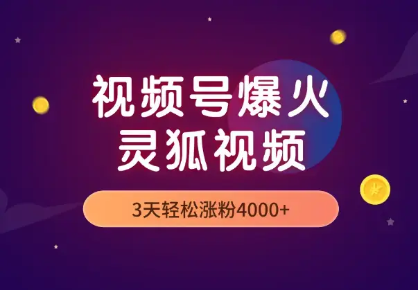 5分钟教你制作视频号爆火的灵狐视频，3天轻松涨粉4000+_知客圈