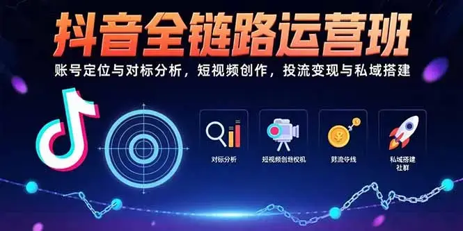 抖音全链路运营班：账号定位与对标分析，短视频创作，投流变现与私域搭建_知客圈