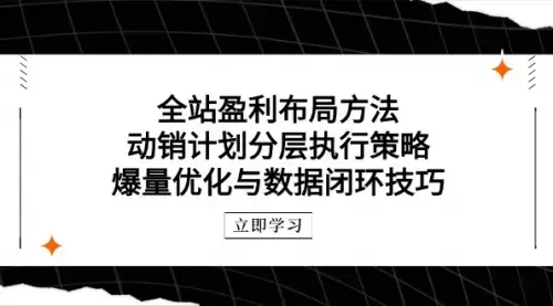 全站盈利布局方法：动销计划分层执行策略，爆量优化与数据闭环技巧_知客圈