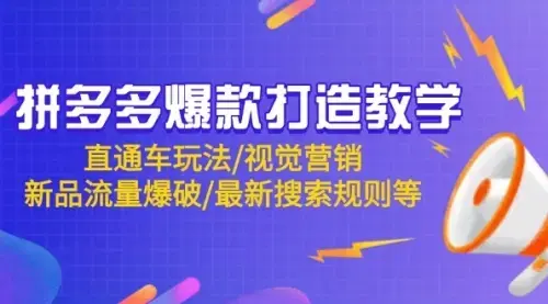 拼多多爆款打造教学：直通车玩法/视觉营销/新品流量爆破/最新搜索规则等_知客圈