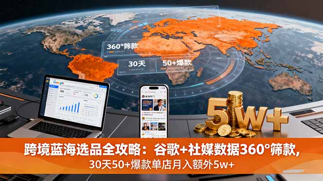 跨境蓝海选品全攻略：谷歌+社媒数据360°筛款,30天50+爆款单店月入额外5w+_知客圈