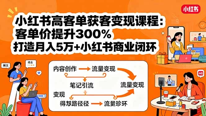 小红书高客单获客变现课程：客单价提升300%，打造月入10万+小红书商业闭环_知客圈