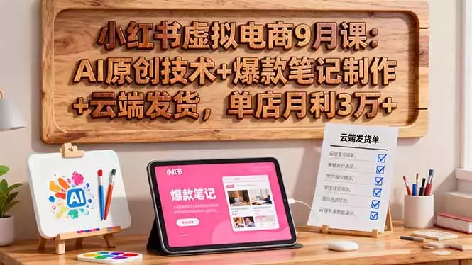 小红书虚拟电商9月课：AI原创技术+爆款笔记制作+云端发货，单店月利3万+_知客圈