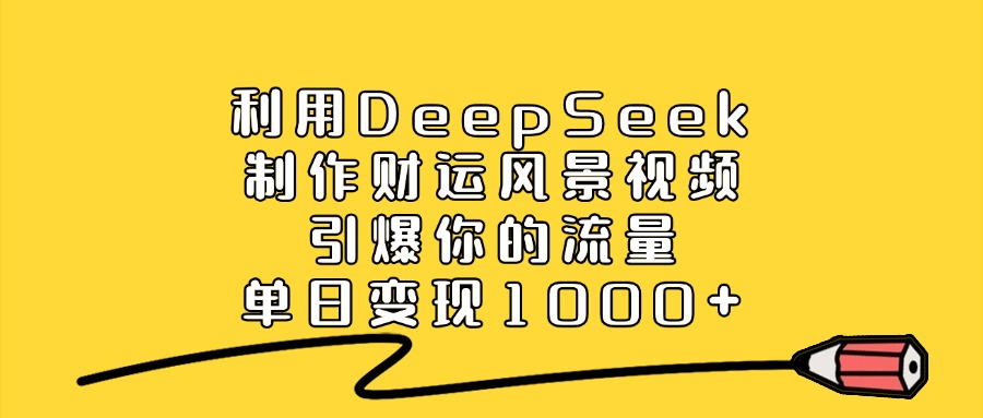 利用DeepSeek制作财运风景视频，引爆流量，单日变现1000+_知客圈