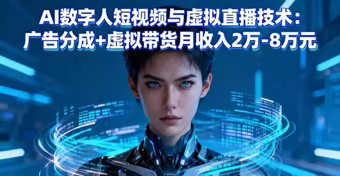 AI数字人短视频与虚拟直播技术：广告分成+虚拟带货月收入2万-8万元_知客圈