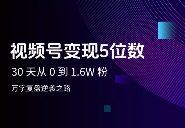 视频号30 天从 0 到 1.6W 粉,变现五位数,万字复盘逆袭之路_知客圈