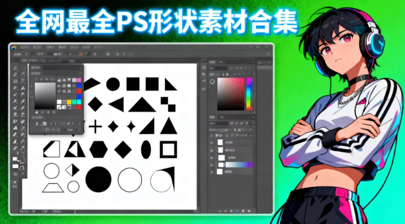 PS自定义形状工具8400+款，全免费PS形状自取，一键即可轻松导入PS使用_知客圈