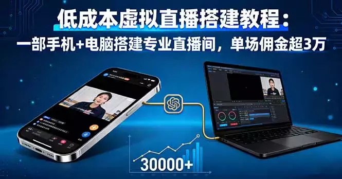 低成本虚拟直播搭建教程：一部手机+电脑搭建专业直播间，单场佣金超3万_知客圈