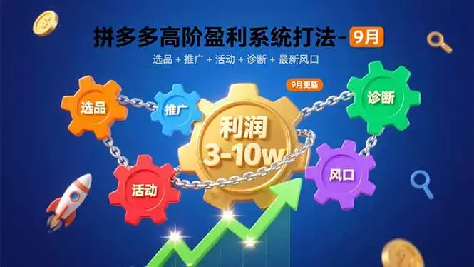 拼多多高阶盈利系统打法-9月：选品+推广+活动+诊断+最新风口，月利润3-10w_知客圈
