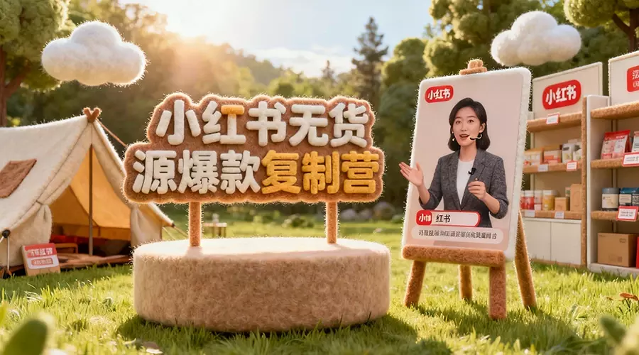小红书无货源爆款复制营：开店选品/爆款笔记/素材/等18大模块/零成本启_知客圈