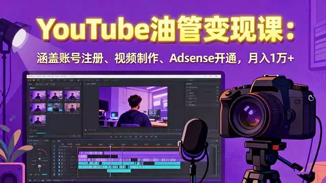 2025YouTube油管变现课：涵盖账号注册、视频制作、Adsense开通，月入1万+_知客圈