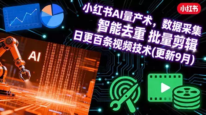 小红书AI量产术，数据采集 智能去重 批量剪辑 日更百条视频技术(更新9月)_知客圈