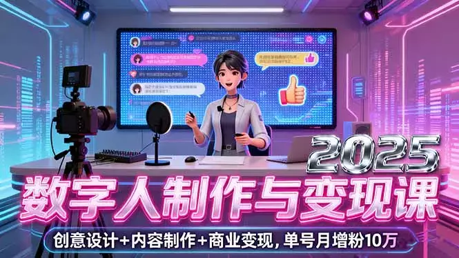 2025数字人制作与变现课，创意设计+内容制作+商业变现，单号月增粉10万+_知客圈