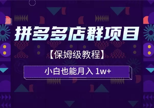 拼多多店群项目，小白也能月入 1w+【保姆级教程】_知客圈