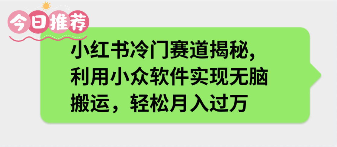 小红书冷门赛道揭秘,利用小众软件实现无脑搬运，轻松月入过万_知客圈