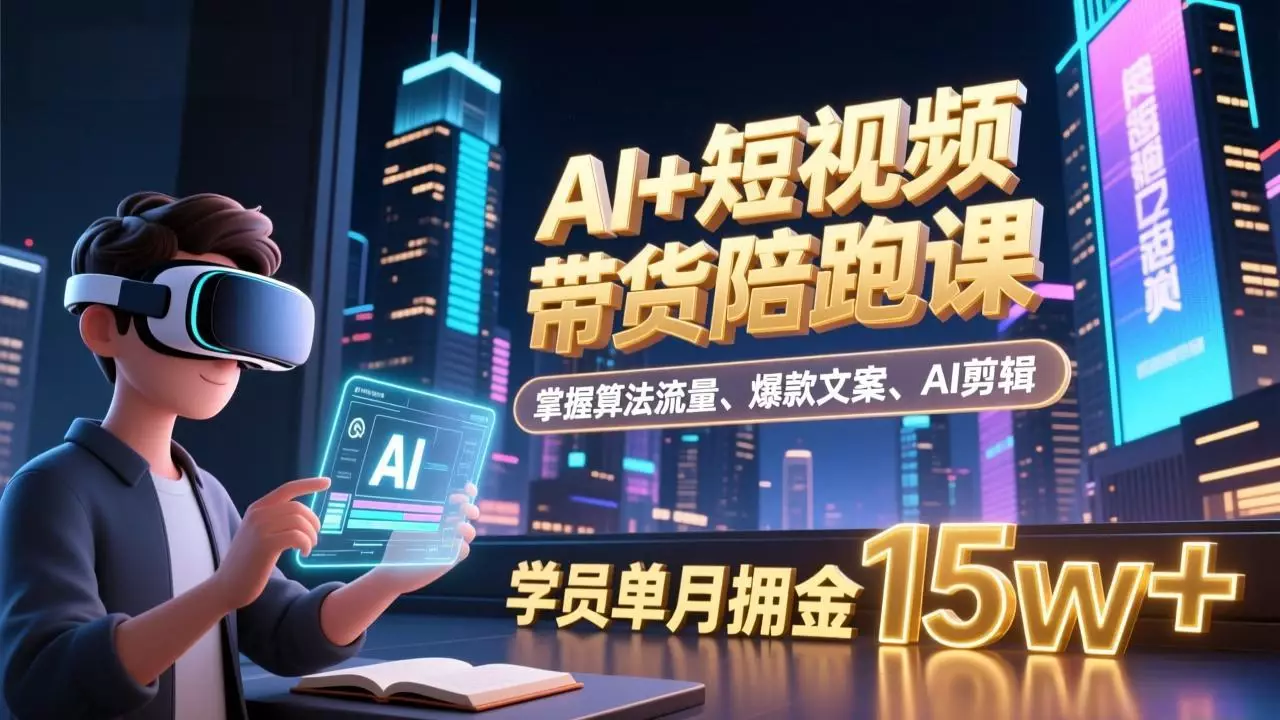AI+短视频带货陪跑课：掌握算法流量、爆款文案、AI剪辑，学员单月佣金15w+_知客圈