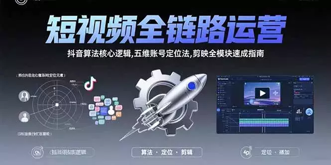 短视频全链路运营：抖音算法核心逻辑,五维账号定位法,剪映全模块速成指南_知客圈