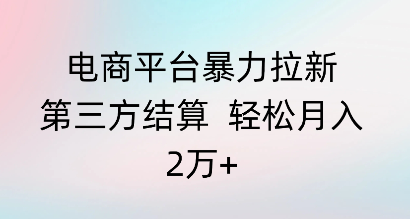 电商平台暴力拉新第三方结算 轻松月入2万+_知客圈