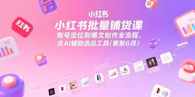 小红书批量铺货课，账号定位到爆文创作全流程，含AI辅助选品工具(更新6月)_知客圈