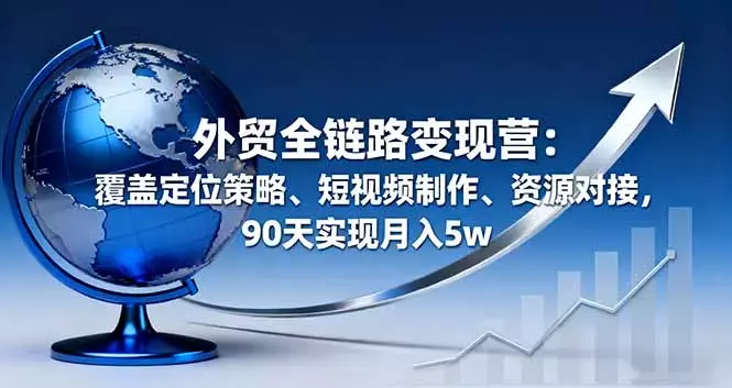 外贸全链路变现营：覆盖定位策略、短视频制作、资源对接，90天实现月入5w_知客圈