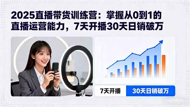 2025直播带货训练营：掌握从0到1的直播运营能力，7天开播30天日销破万_知客圈