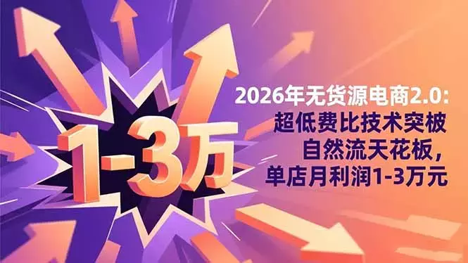 2026年无货源电商2.0【更新】：超低费比技术突破自然流天花板，单店月利润1-3万元_知客圈