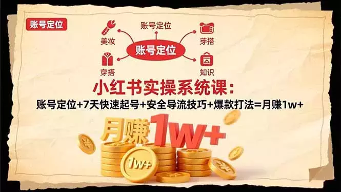 小红书实操系统课：账号定位+7天快速起号+安全导流技巧+爆款打法=月赚1w+_知客圈