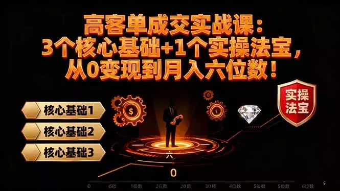 高客单成交实战课：3个核心基础+1个实操法宝，从0变现到月入六位数！_知客圈