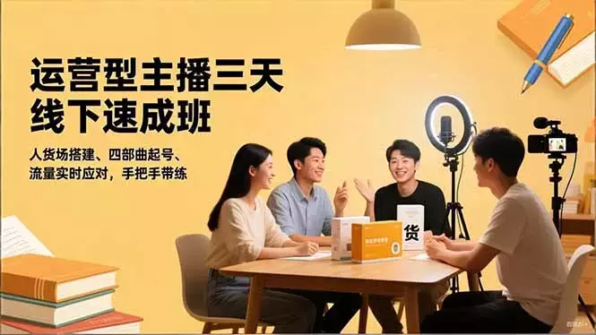 运营型主播三天线下班，人货场搭建,四部曲起号,流量实时应对，手把手带练_知客圈
