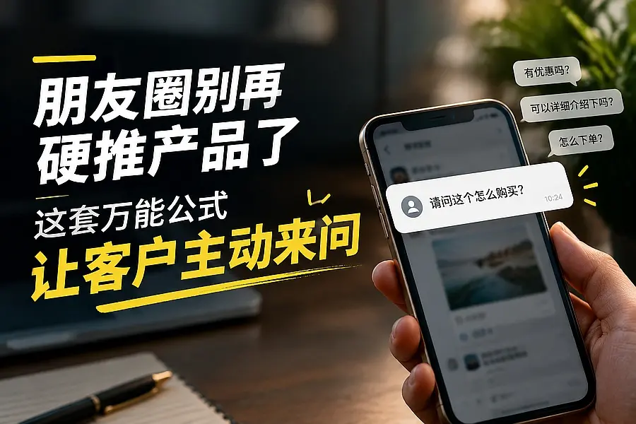 朋友圈别再硬推产品了,这套万能公式让客户主动来问|知客圈