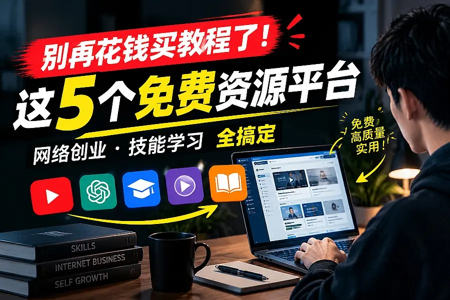 别再花钱买教程了!这5个免费资源平台,网络创业、技能学习全搞定|知客圈