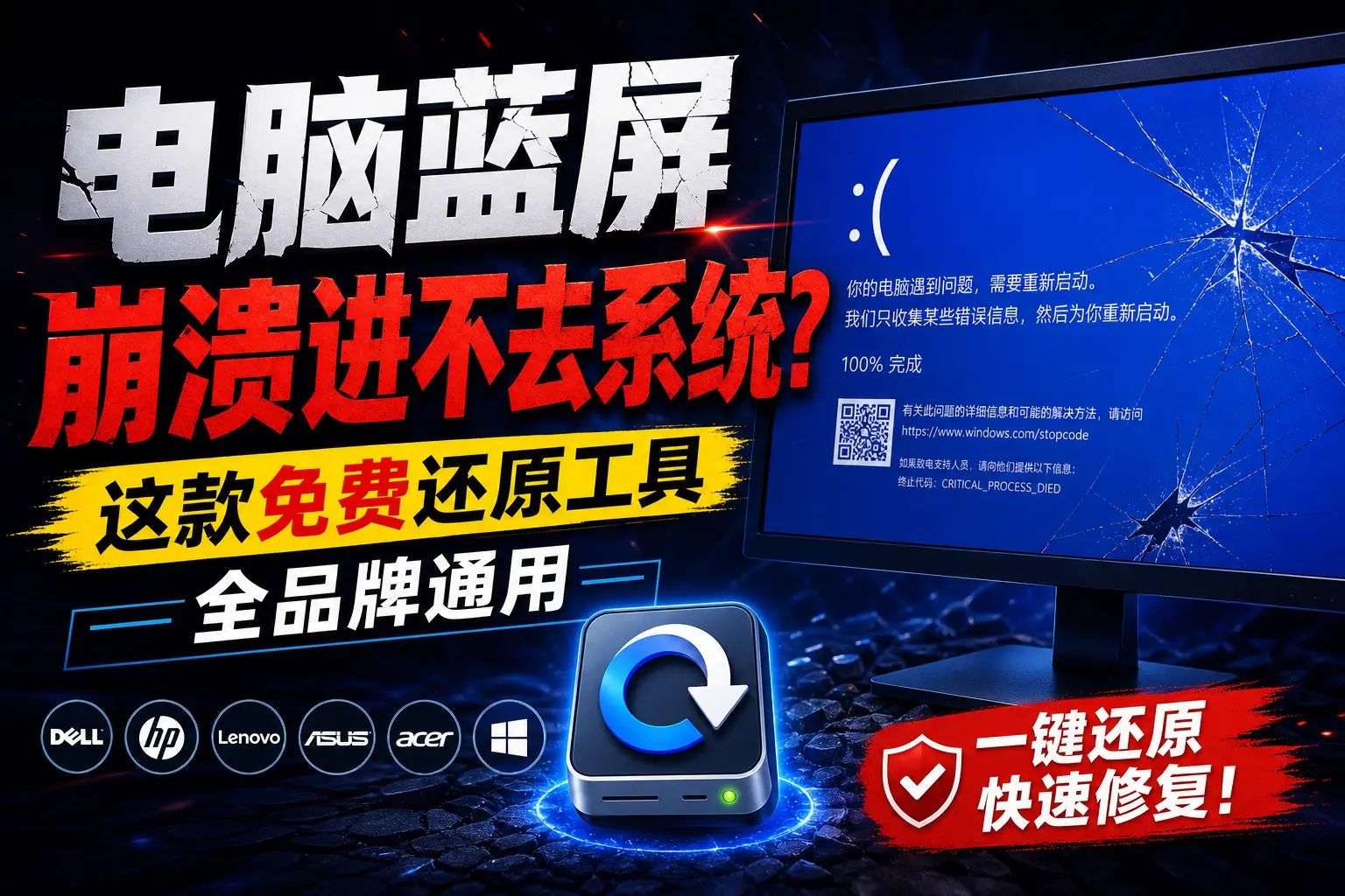 电脑蓝屏崩溃进不去系统?这款免费还原工具全品牌通用|知客圈
