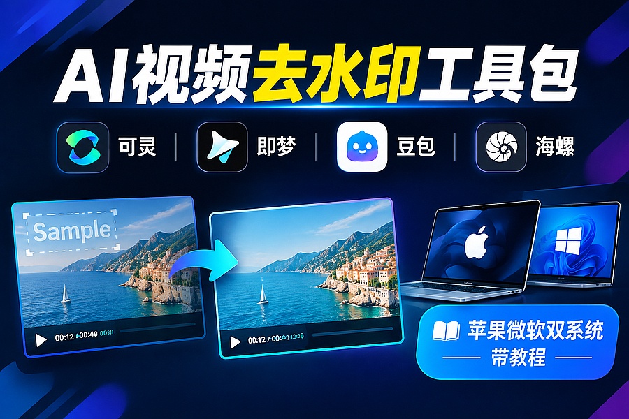 AI视频去水印工具包：可灵即梦豆包海螺，苹果微软双系统带教程｜知客圈