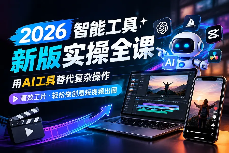 2026智能工具新版实操全课:用AI工具替代复杂操作,高效出片、轻松做创意短视频出圈|知客圈