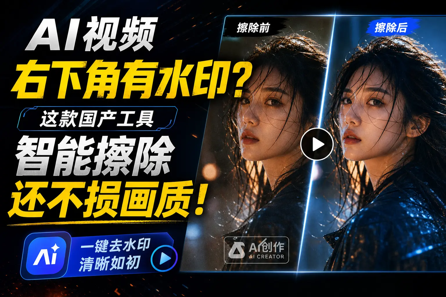 AI视频右下角有水印?这款国产工具能智能擦除还不损画质|知客圈