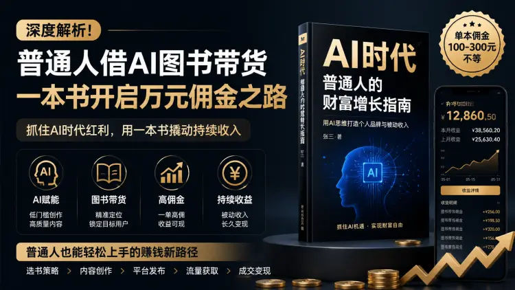 深度解析!普通人借AI图书带货,一本书开启万元佣金之路
