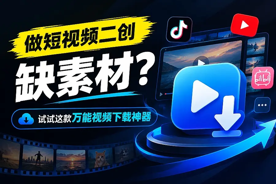 做短视频二创缺素材?试试这款无需安装的万能视频下载神器|知客圈