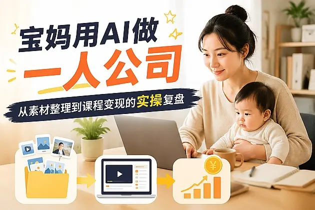 宝妈用AI做一人公司,从素材整理到课程变现的实操复盘|知客圈