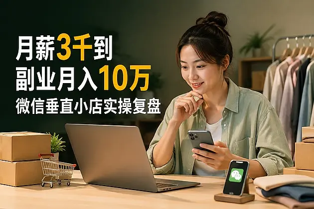 月薪3千到副业月入10万,微信垂直小店实操复盘|知客圈