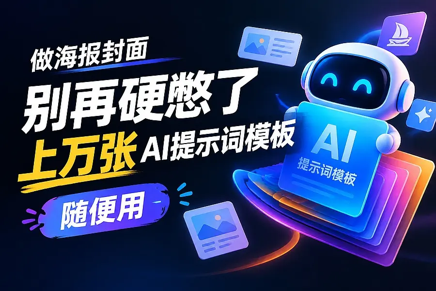 做海报封面别再硬憋了,上万张AI提示词模板随便用|知客圈