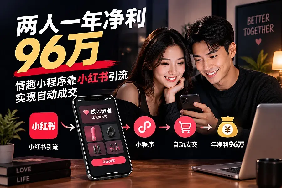 两人一年净利96万,情趣小程序靠小红书引流实现自动成交|知客圈