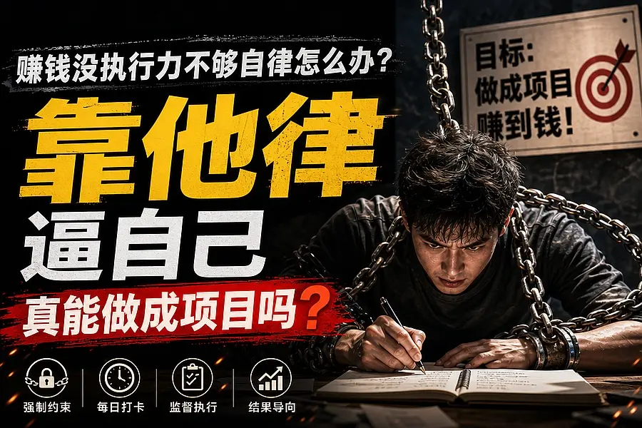 赚钱没执行力不够自律怎么办,靠他律逼自己真能做成项目吗|知客圈