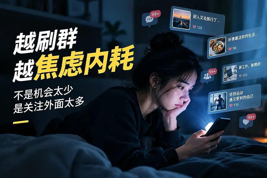 越刷群越焦虑内耗，不是机会太少是关注外面太多｜知客圈