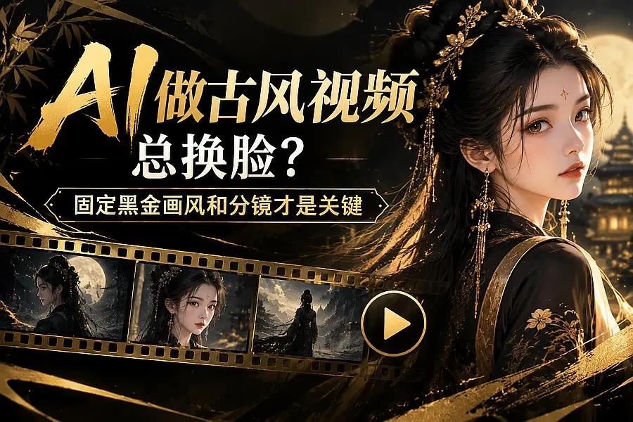 AI做古风视频总换脸？固定黑金画风和分镜才是关键｜知客圈