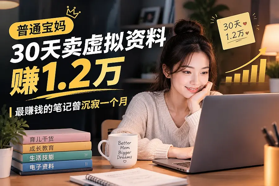 普通宝妈30天卖虚拟资料赚1.2万,最赚钱的笔记曾沉寂一个月|知客圈