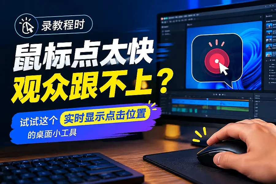 录教程视频鼠标点太快观众跟不上,试试这个实时显示点击位置的桌面小工具|知客圈
