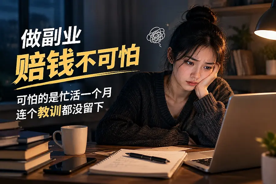 做副业赔钱不可怕，可怕的是忙活一个月连个教训都没留下｜知客圈