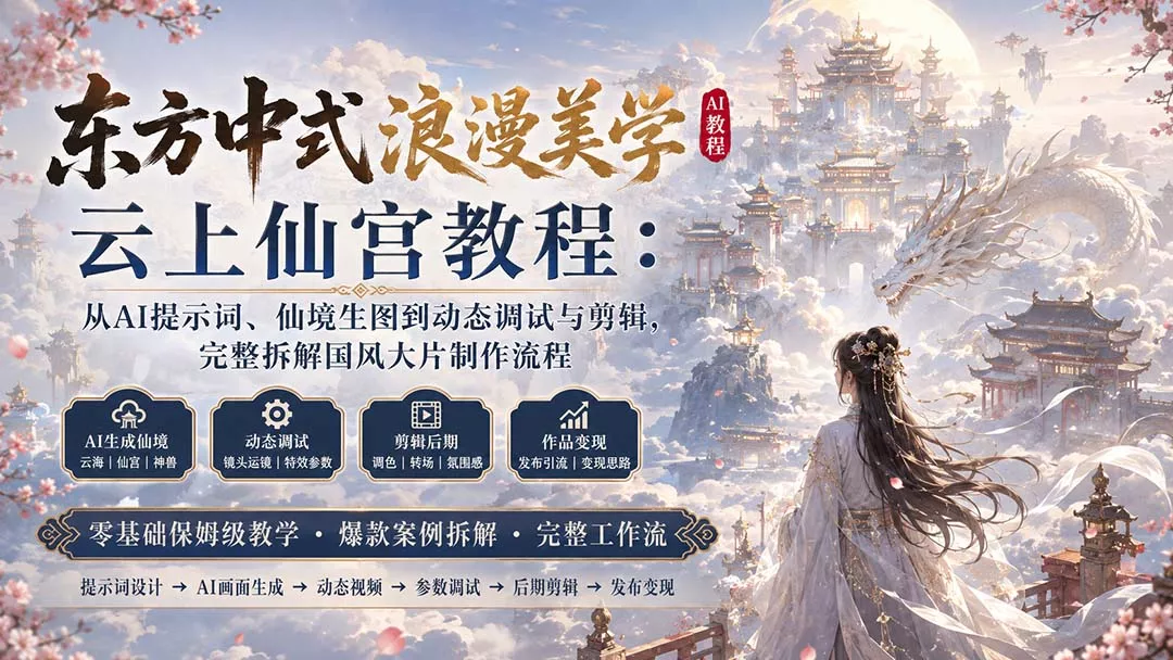 东方中式浪漫美学云上仙宫教程:从AI提示词、仙境生图到动态调试与剪辑,完整拆解国风大片制作流程|知客圈